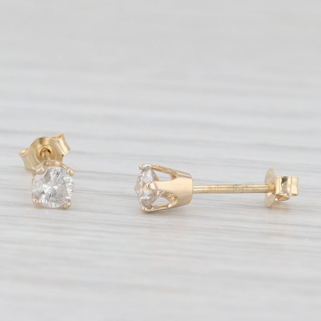 Light Gray 0.30ctw Round Solitaire Diamond Stud Earrings 14k Yellow Gold