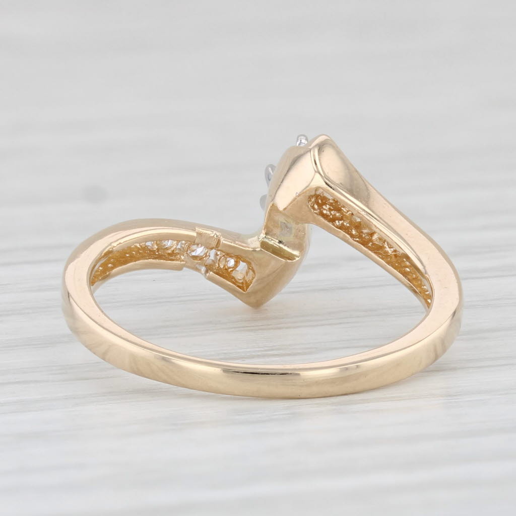 Light Gray 0.13ctw Marquise Diamond Engagement Ring 14k Yellow Gold Size 6.25 Bypass