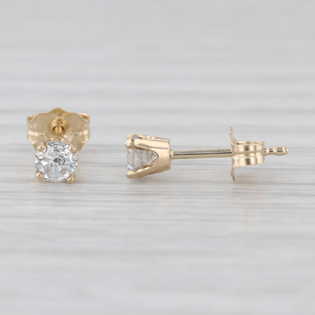 0.33ctw Diamond Stud Earrings 14k Yellow Gold Round Solitaire Studs