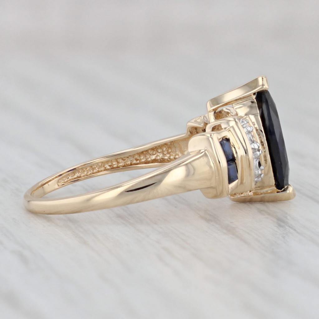 Gray 1.69ctw Marquise Blue Lab Created Sapphire Ring 14k Yellow Gold Size 6.75