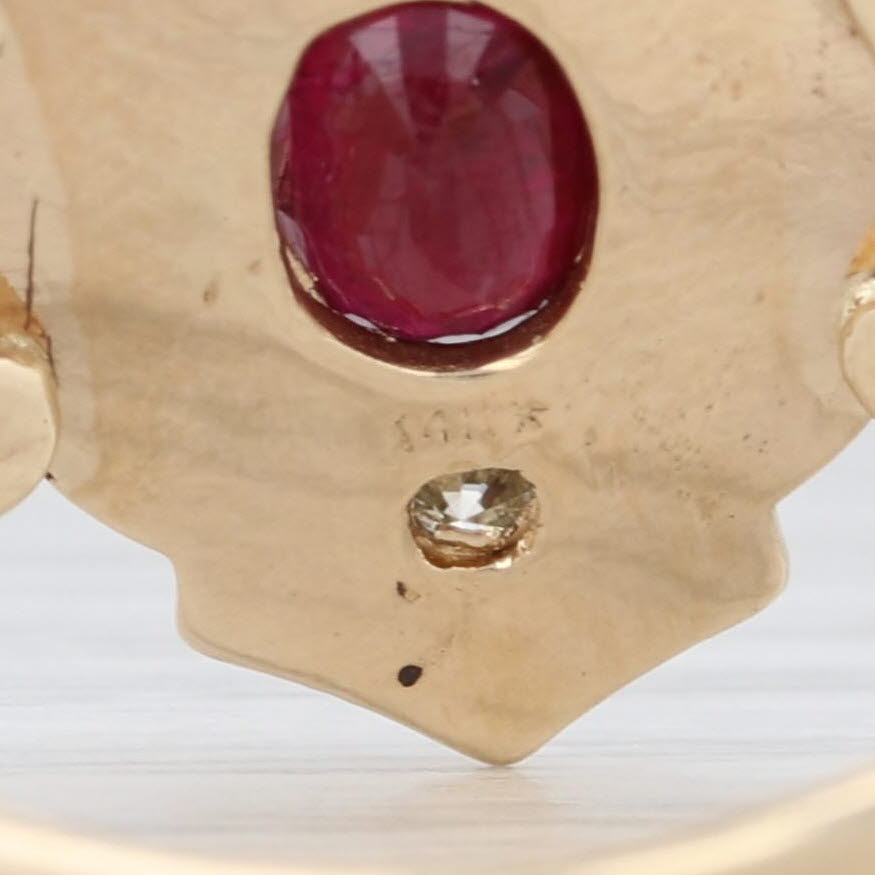 Tan Vintage 1ctw Ruby Diamond Ring 14k Yellow Gold Size 8.5