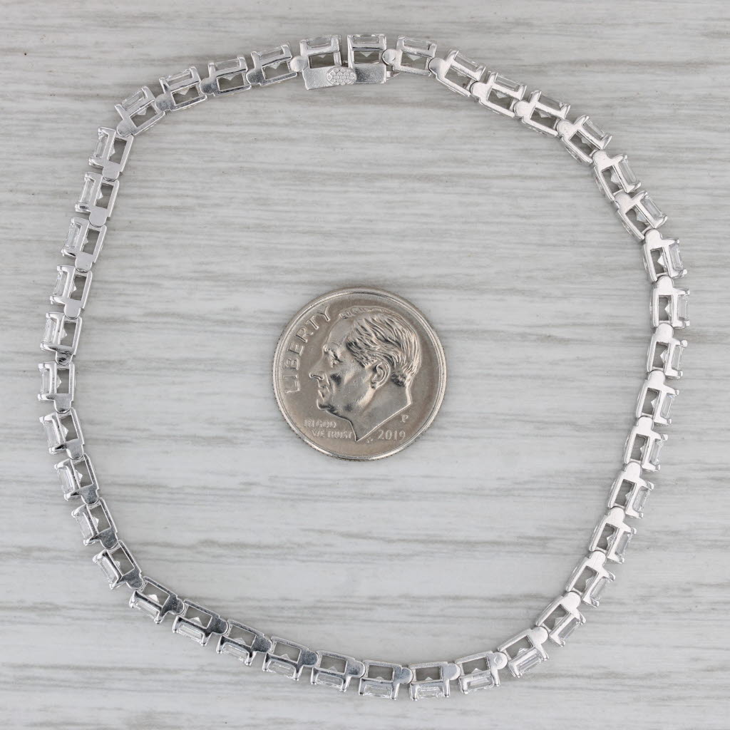 Gray 10ctw VS2 Square Diamond Tennis Bracelet 14k White Gold 7.5" 3.9mm