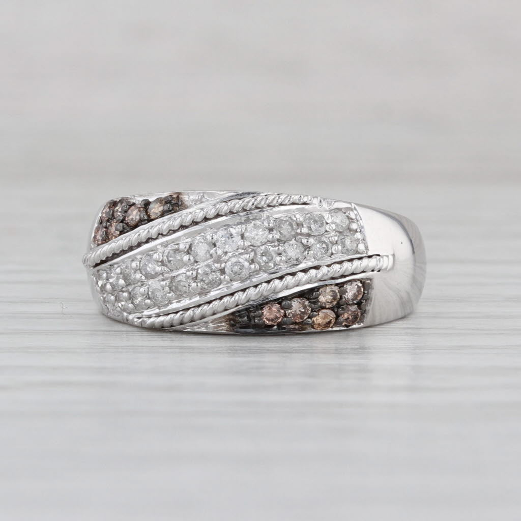 0.50ctw Diamond White Brown Ring 10k White Gold Size 7 Stackable Wedding Band