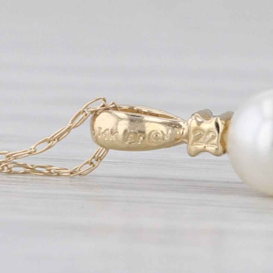 Cultured Pearl 3-Stone Journey Pendant Necklace 14k Yellow Gold 20.5"