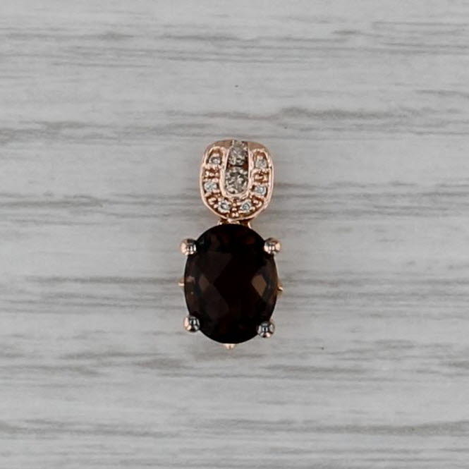 Le Vian 2.13ctw Smoky Quartz Champagne Diamond Pendant 14k Rose Gold Small Drop
