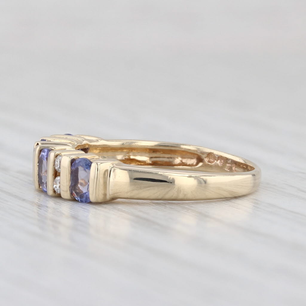 0.85ctw Tanzanite Diamond Ring 10k Yellow Gold Size 6.5 Stackable