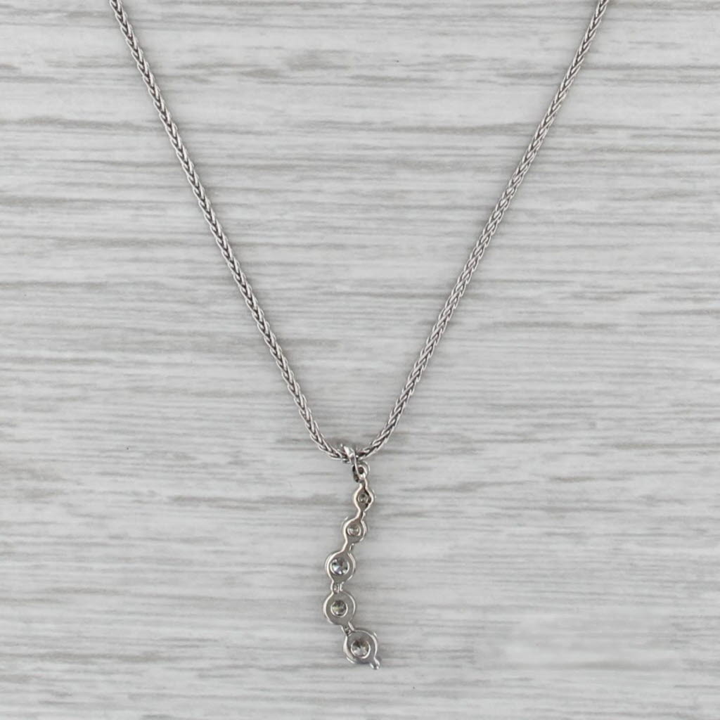 0.45ctw Diamond Journey Pendant Necklace 14k White Gold 18" Wheat Chain