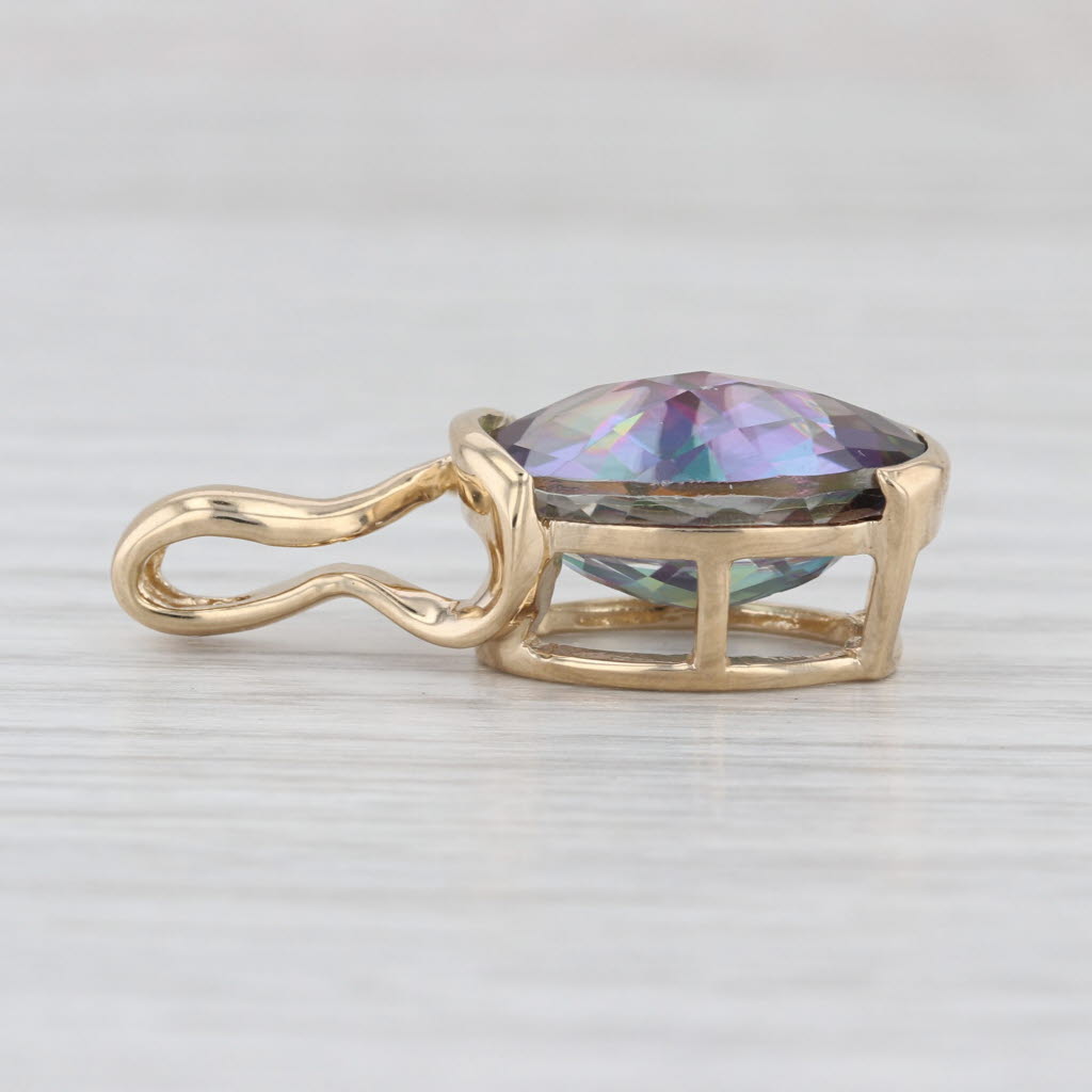12.60ct Oval Purple Green Mystic Topaz Solitaire Pendant 14k Yellow Gold