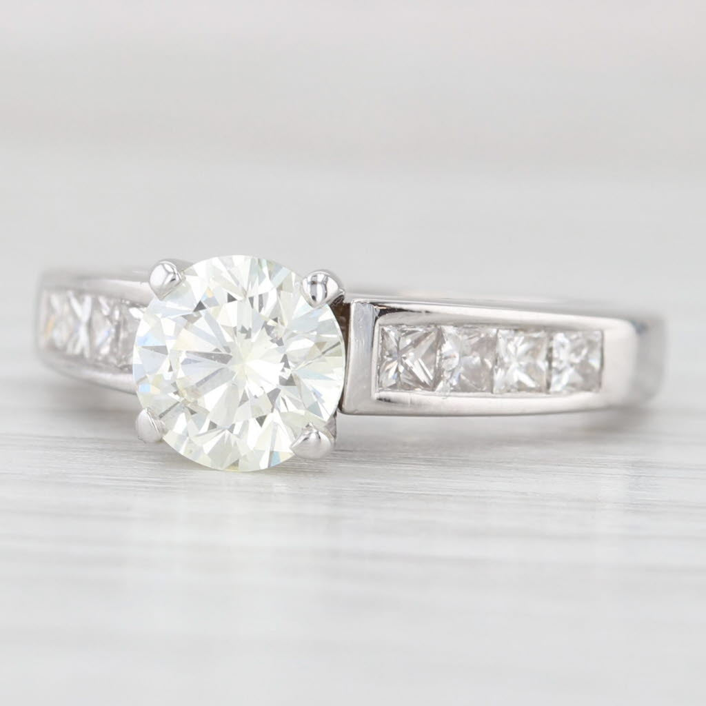 Light Gray 1.69ctw Round Diamond Engagement Ring 14k White Gold Size 5.5 Cathedral Band