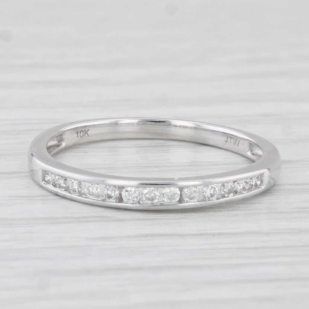 Light Gray 0.15ctw Diamond Wedding Band 10k White Gold Size 7 Stackable Ring