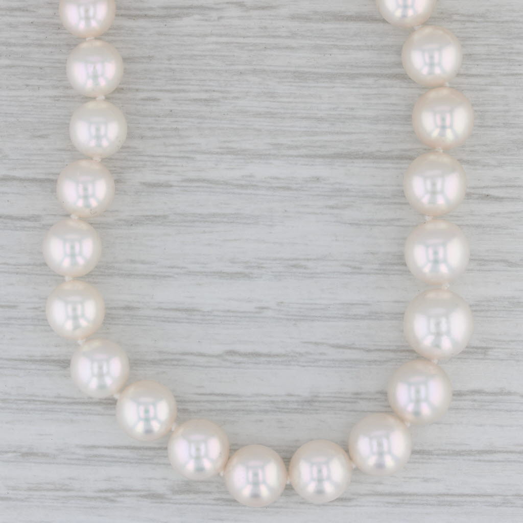 Gray Mikimoto Single Cultured Pearl Strand Necklace 18k White Gold 22.5"