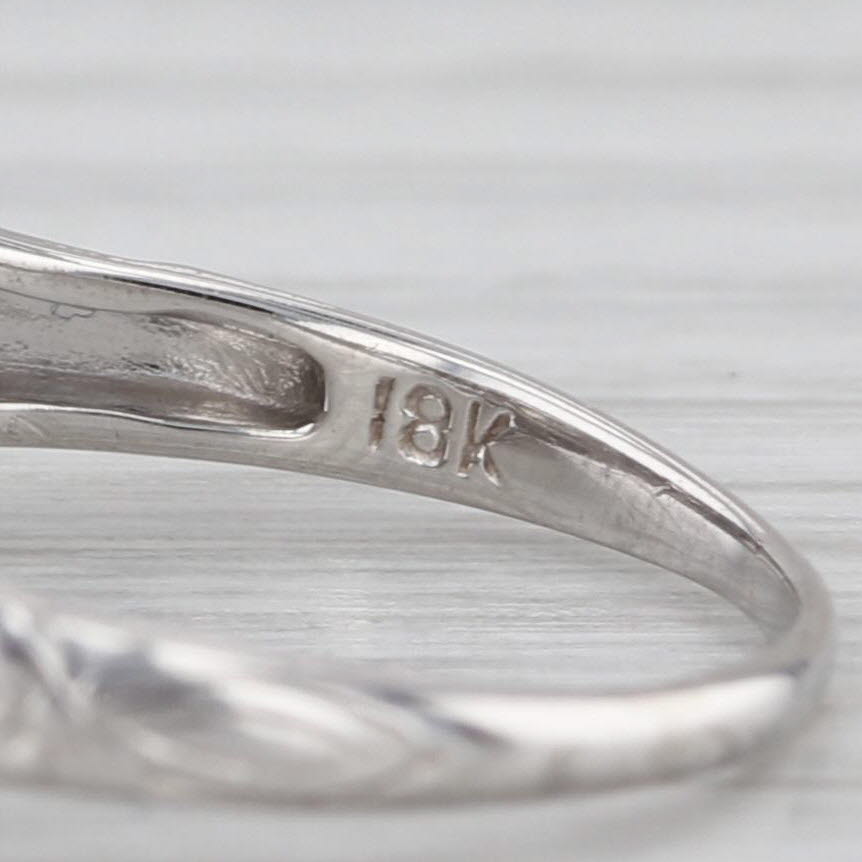 Art Deco 0.29ct Old European Diamond Solitaire Engagement Ring 18k White Gold
