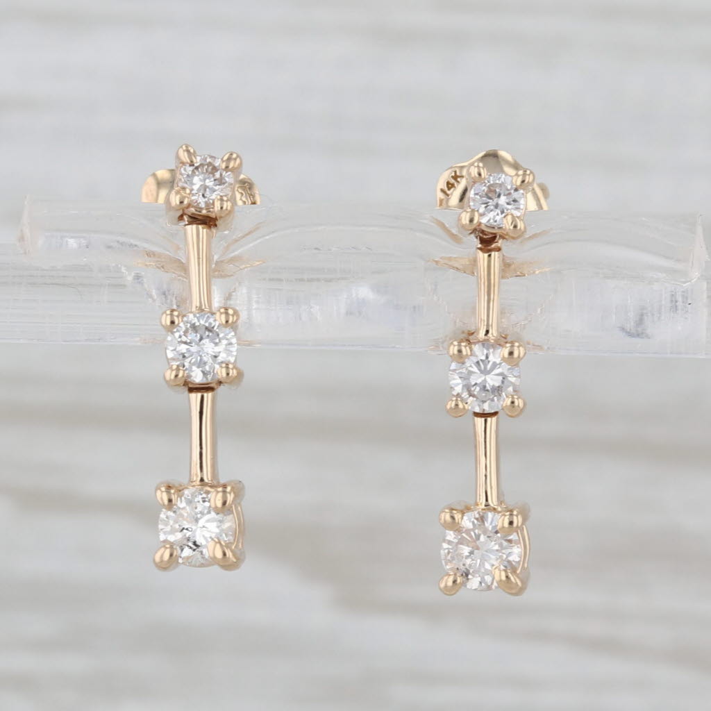 0.40ctw Round Diamond Journey Earrings 14k Yellow Gold Pierced Drops