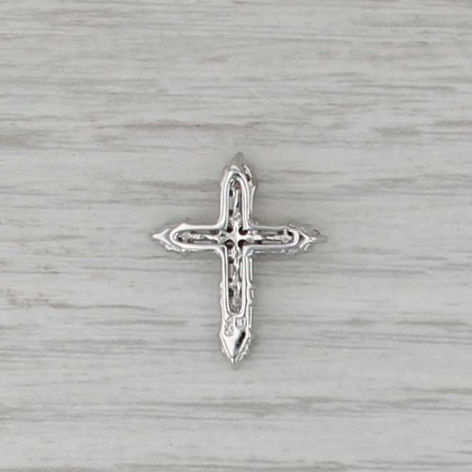 0.58ctw Diamond Cross Pendant 18k White Gold Small Floating Drop