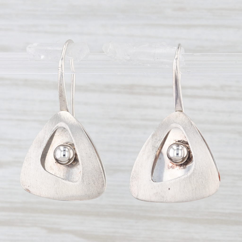 Light Gray Ed Levin Teardrop Bead Drop Earrings Sterling Silver Hook Posts