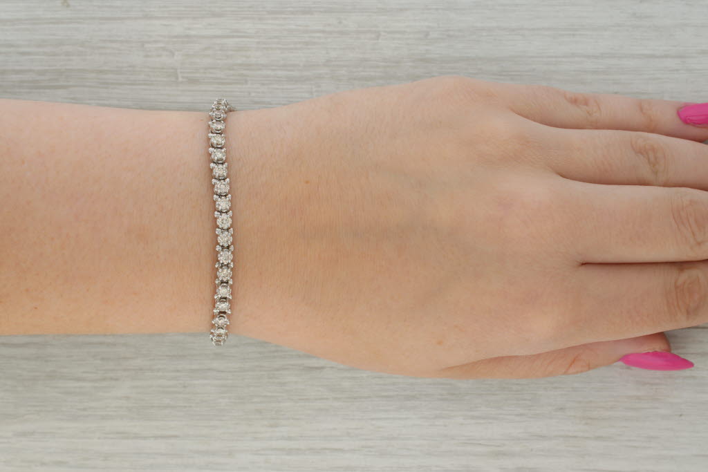 Rosy Brown 4ctw Champagne Diamond Tennis Bracelet 14k White Gold 7.25" 5mm