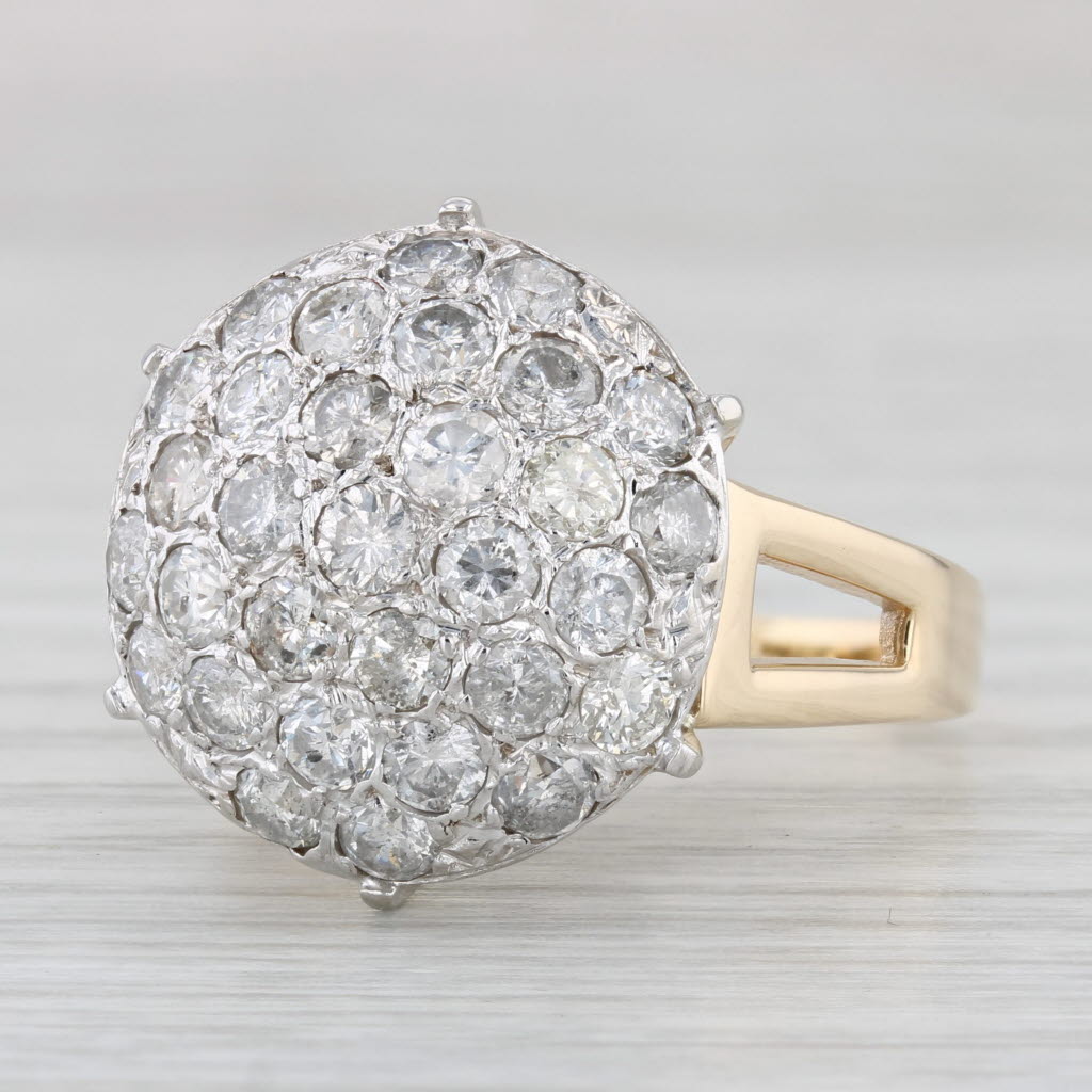 Light Gray 3.50ctw Diamond Cluster Ring 10k Gold Size 8.25 Cocktail