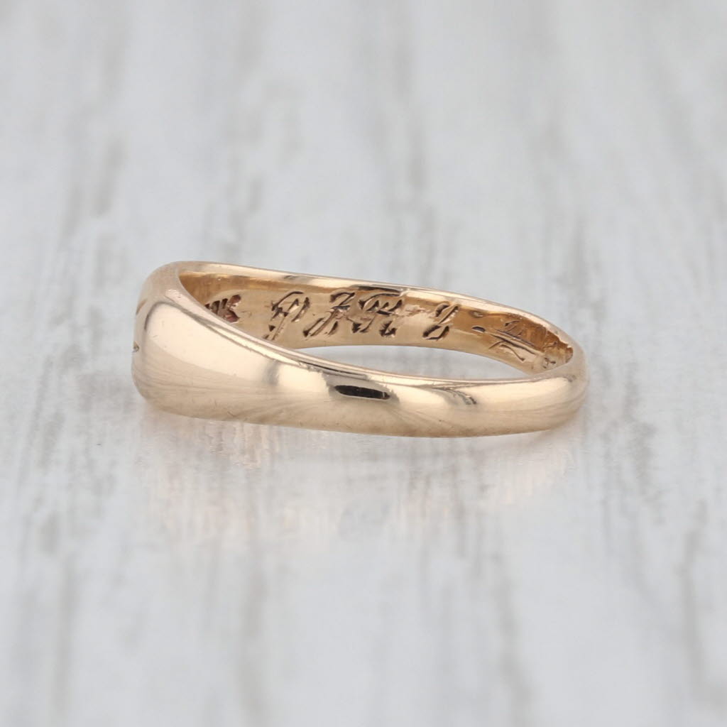 Vintage Diamond Star Solitaire Ring 10k Yellow Gold Band Engraved Small Size 2