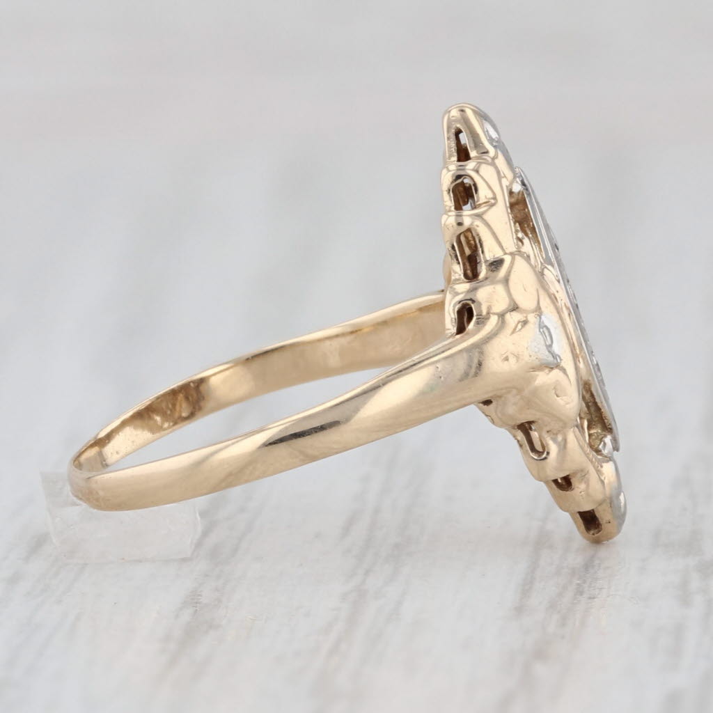 Vintage Diamond Ring 14k Yellow White Gold Size 6 Filigree