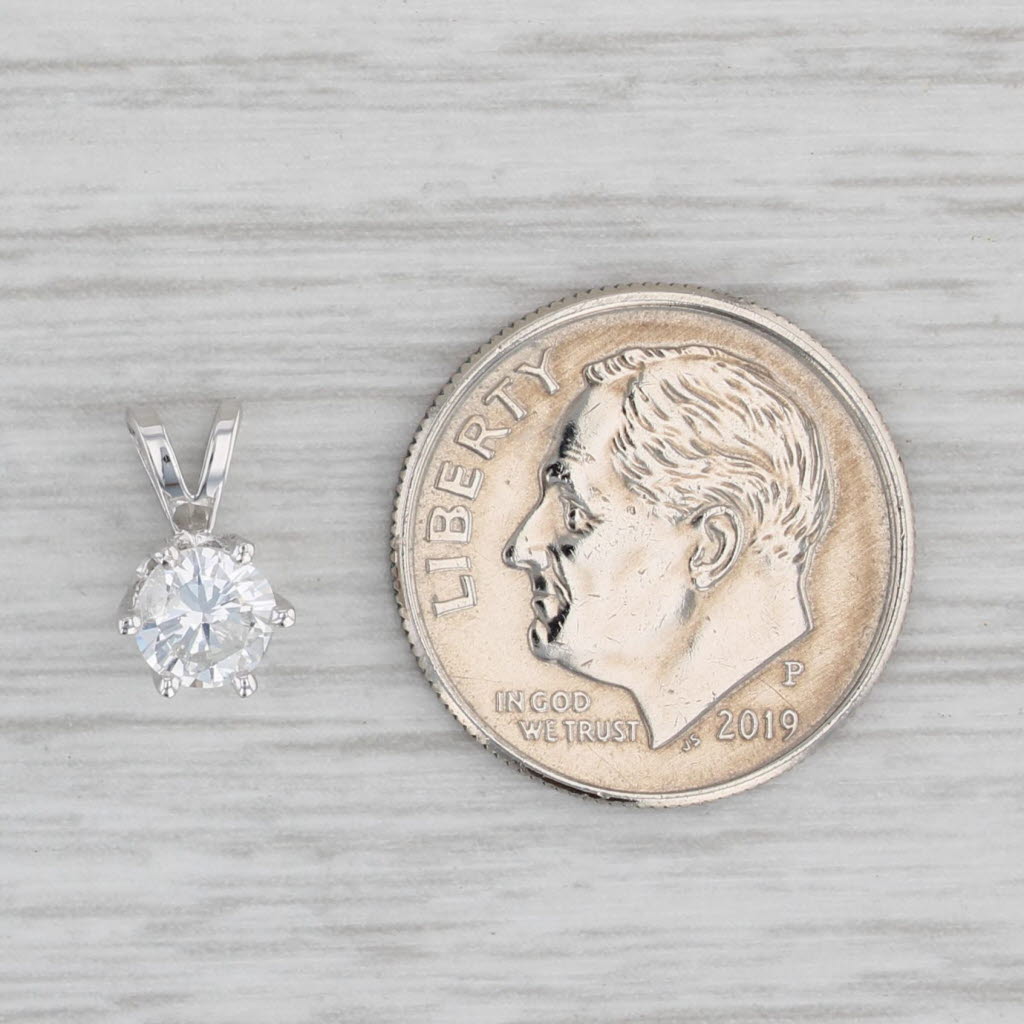 Gray 0.40ct Round Diamond Solitaire Pendant 14k White Gold Small Drop