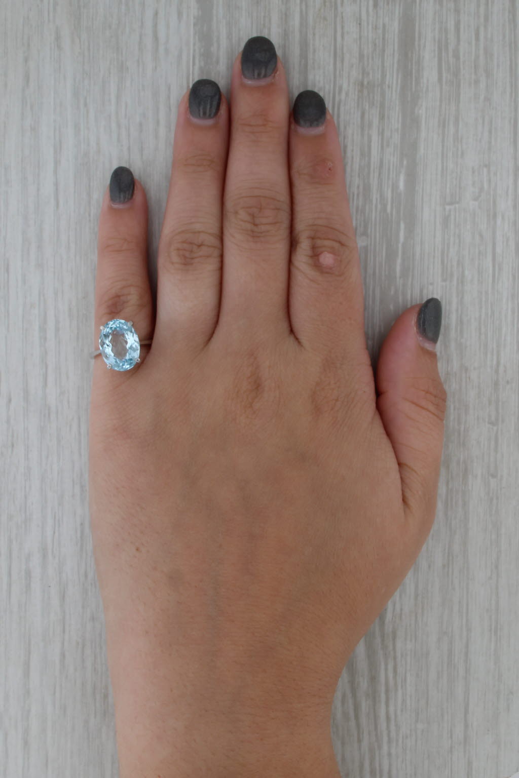 5.40ct Oval Aquamarine Solitaire Ring 18k White Gold Size 5