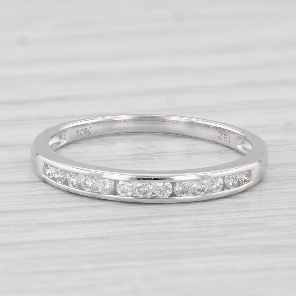 Light Gray 0.15ctw Diamond Wedding Band 10k White Gold Size 6.75 Stackable Ring