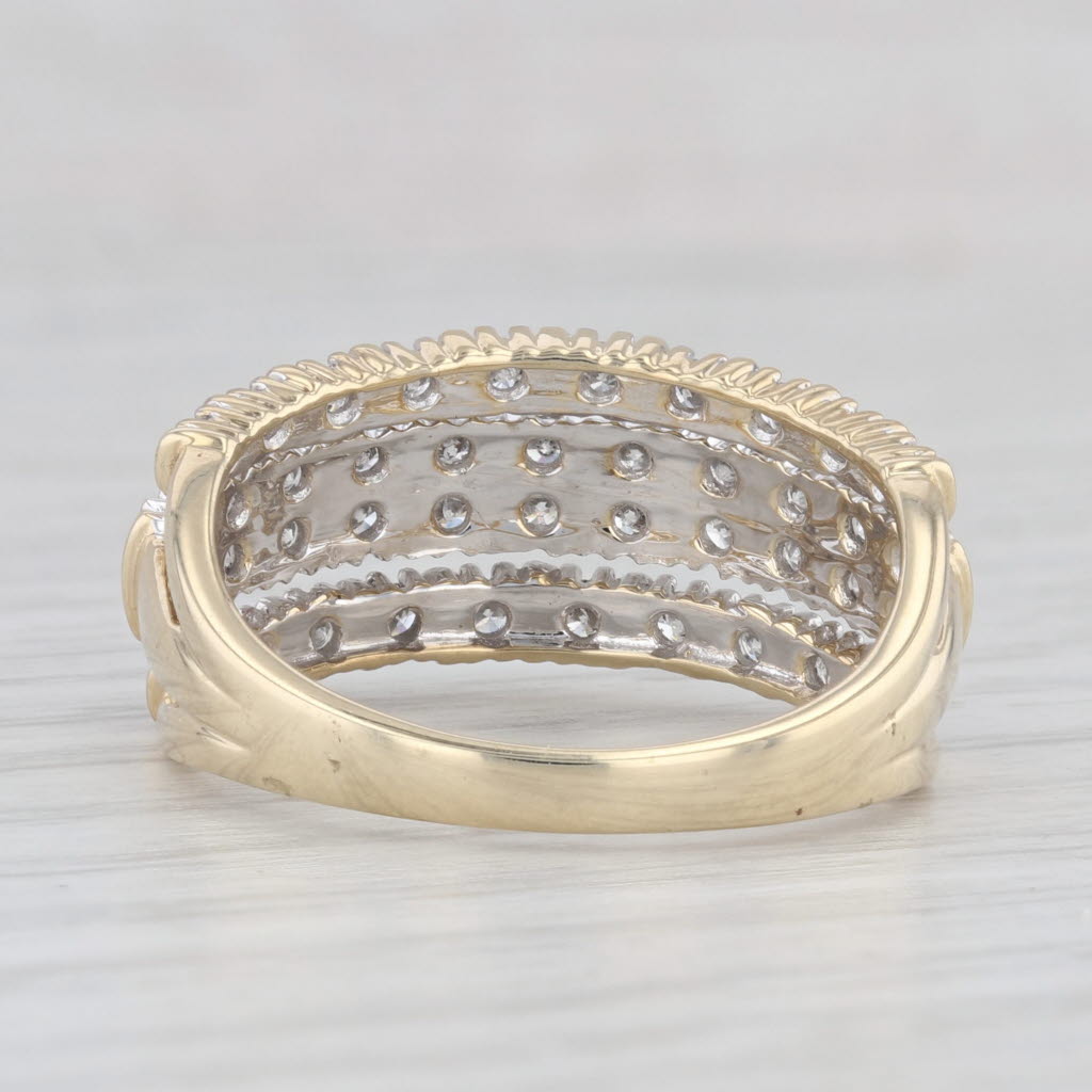 Light Gray 0.75ctw Diamond 3-Band Design 10k Yellow Gold Size 9 Anniversary
