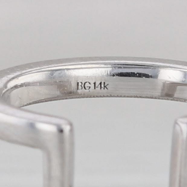 Diamond Ear Cuff 14k White Gold Double Bar Hoop Adjustable