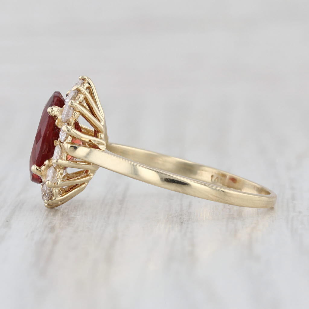 3.05ctw Red Andesine Diamond Halo Ring 14k Yellow Gold Size 9