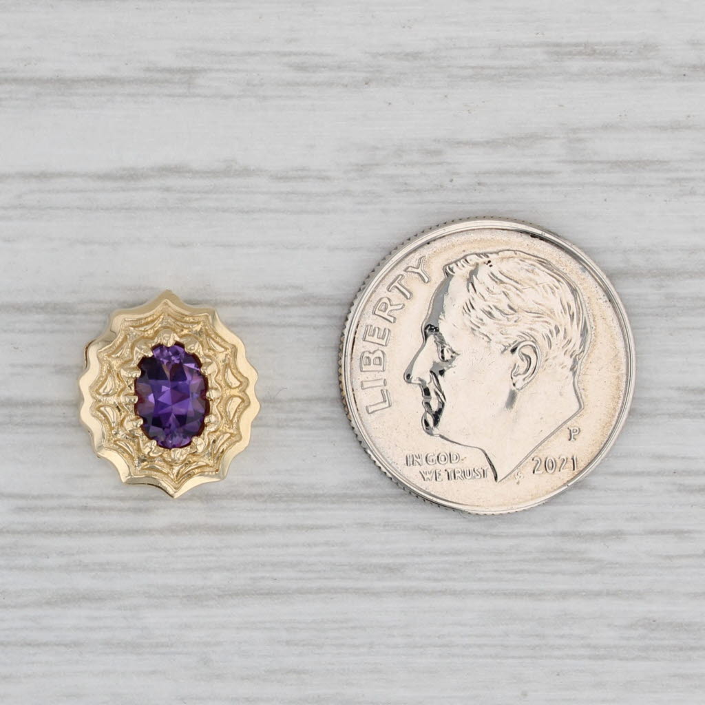 Gray 0.42ct Amethyst Slide Bracelet Charm 14k Yellow Gold Oval Solitaire Joshua