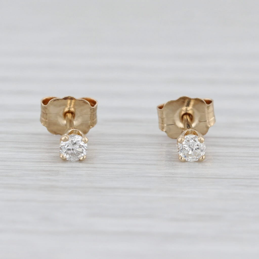 0.10ctw Round Diamond Solitaire Stud Earrings 14k Yellow Gold Small Studs