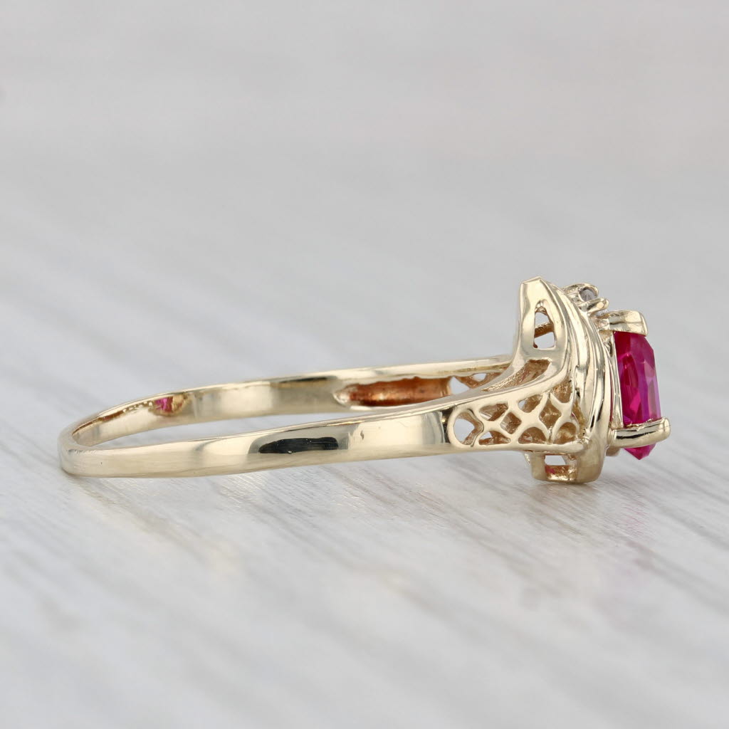 Gray 0.56ct Lab Created Pear Ruby Ring 10k Yellow Gold Size 9 Diamond Accents