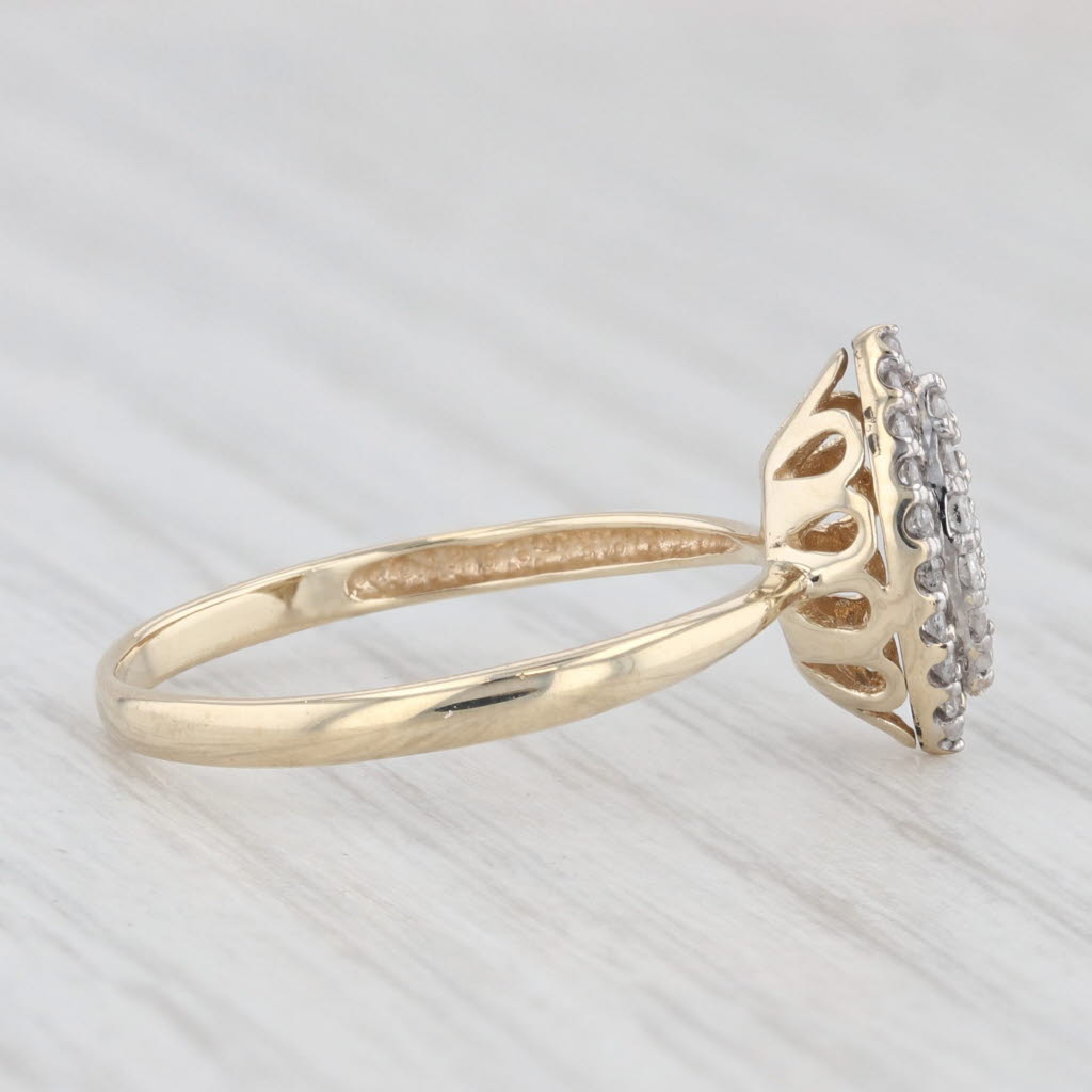 Light Gray 0.12ctw Diamond Marquise Cluster Halo Engagement Ring 10k Yellow Gold Size 7