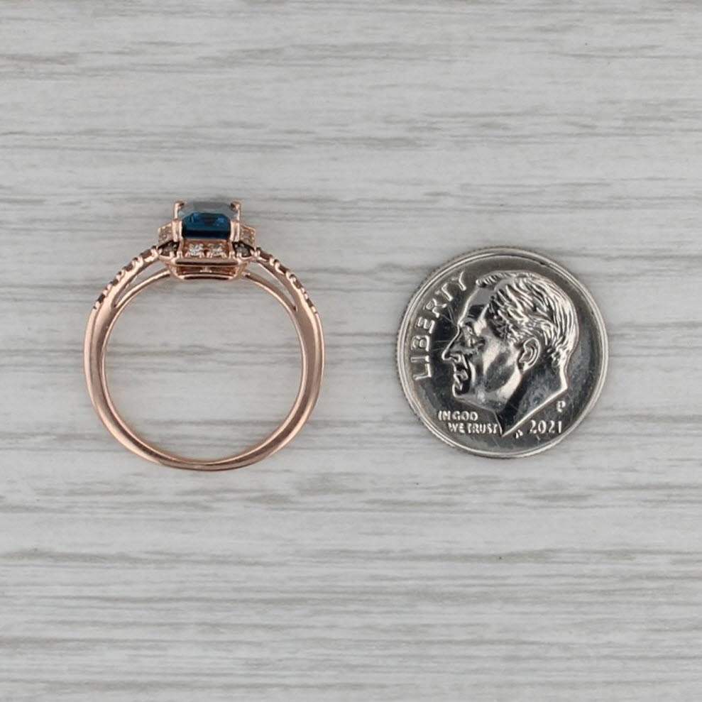 Le Vian 1.41ctw Blue Topaz Diamond Halo Ring 14k Rose Gold Size 5.75 Engagement