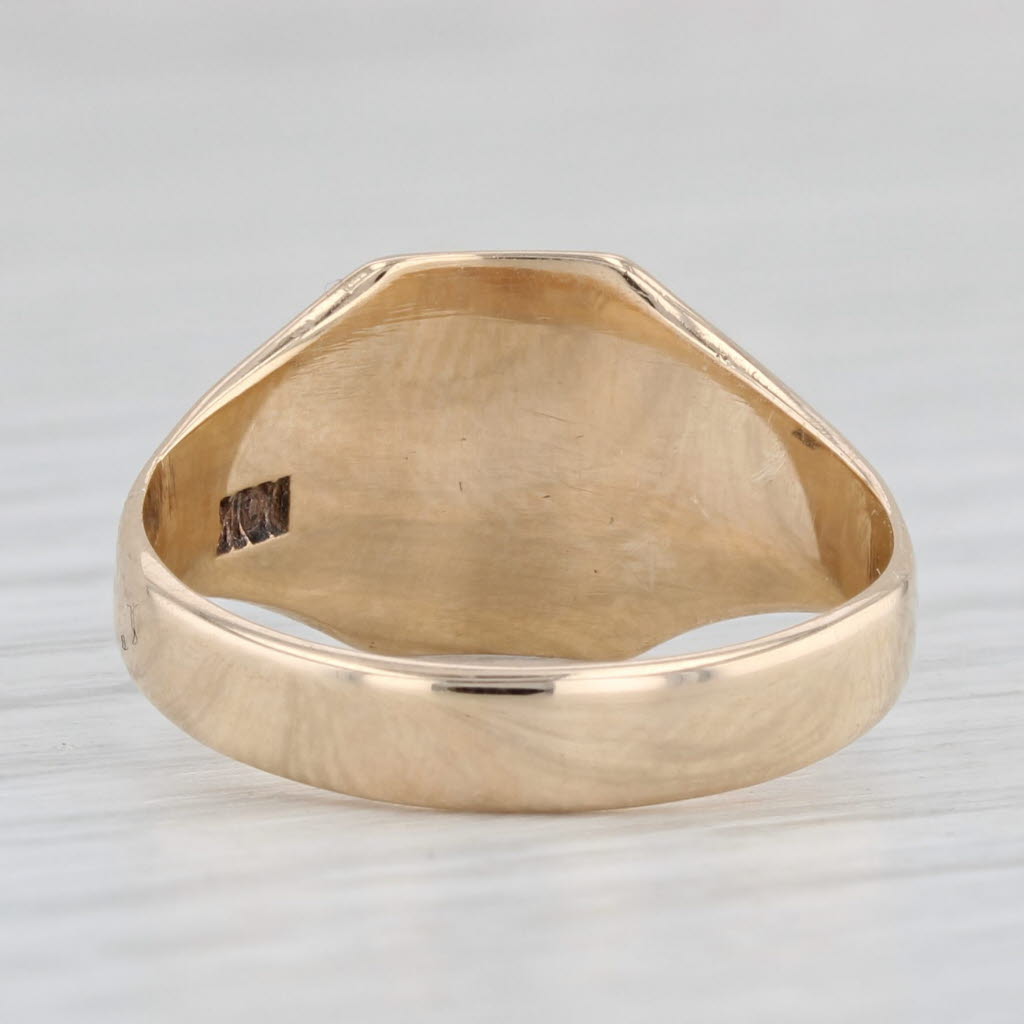 Light Gray Monogram Script Letters SK Signet Ring 10k Gold Size 6 Vintage Hand Engraved