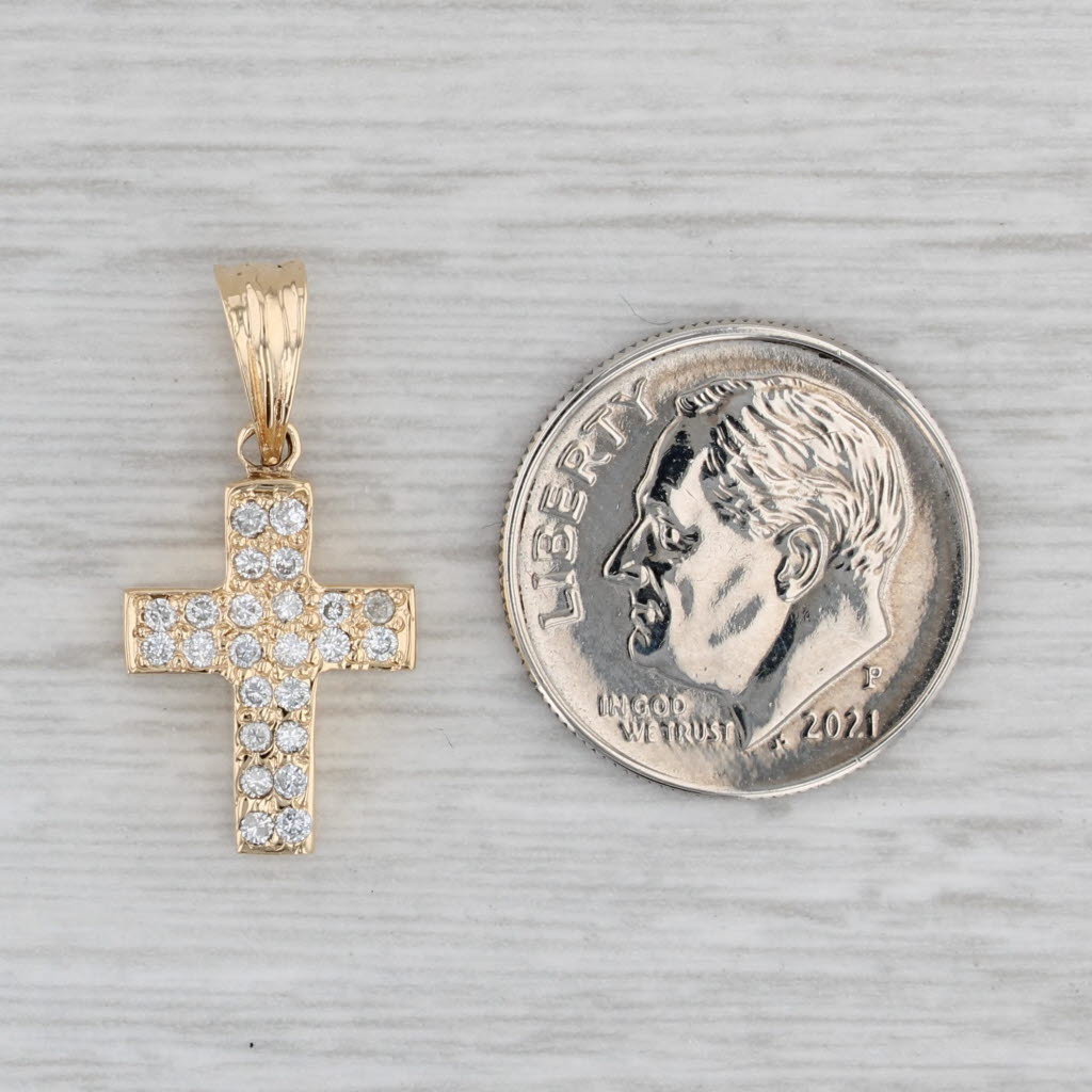 Gray 0.14ctw Diamond Cross Pendant 18k Yellow Gold Small Drop