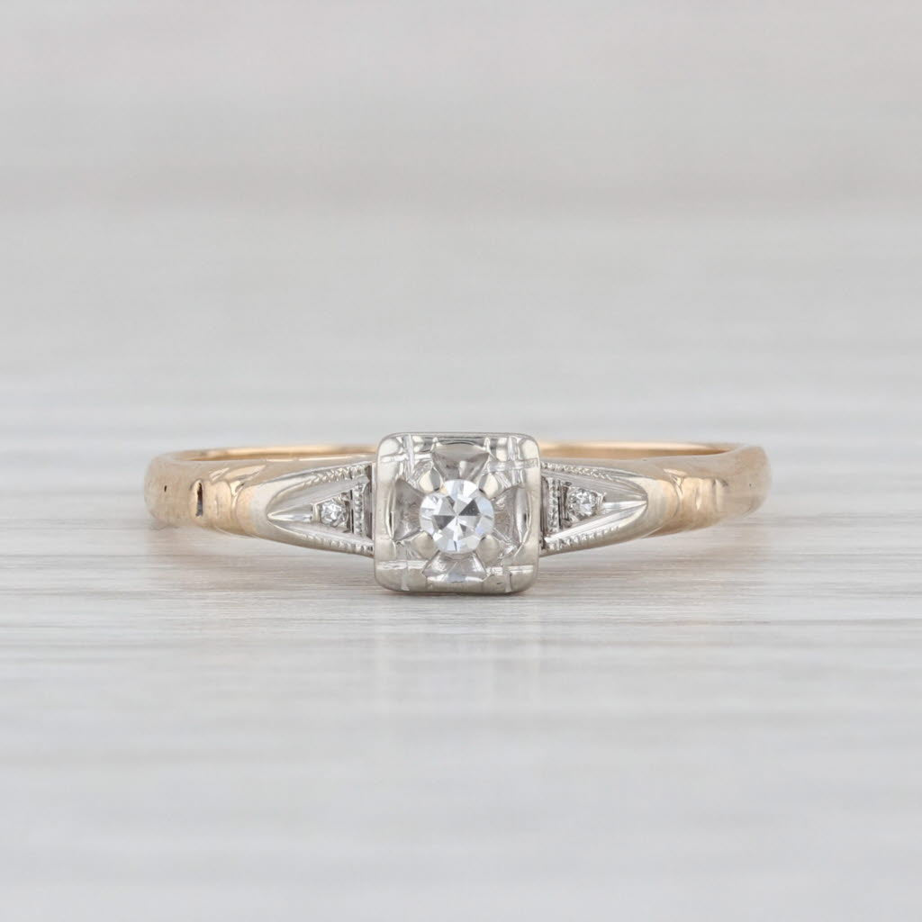 Diamond Solitaire Ring 14k Yellow Gold Size 6.5 Promise Engagement