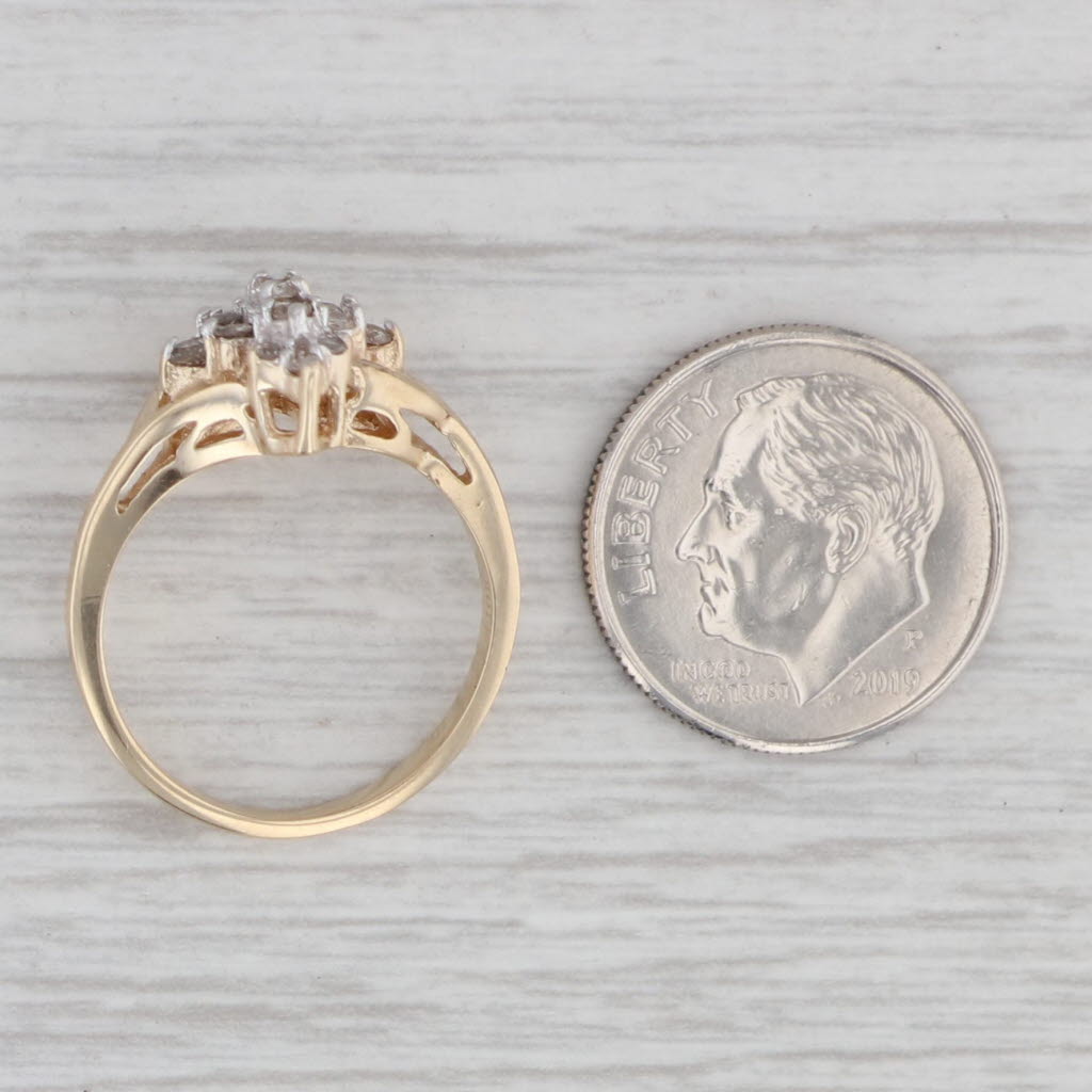 Gray 0.19ctw Diamond Cluster Engagement Ring 10k Yellow Gold Size 5.5