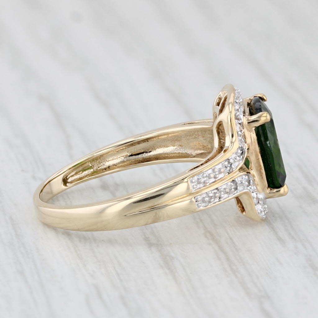 Light Gray 1.58ctw Green Chrome Diopside Diamond Ring 10k Yellow Gold Size 7.25