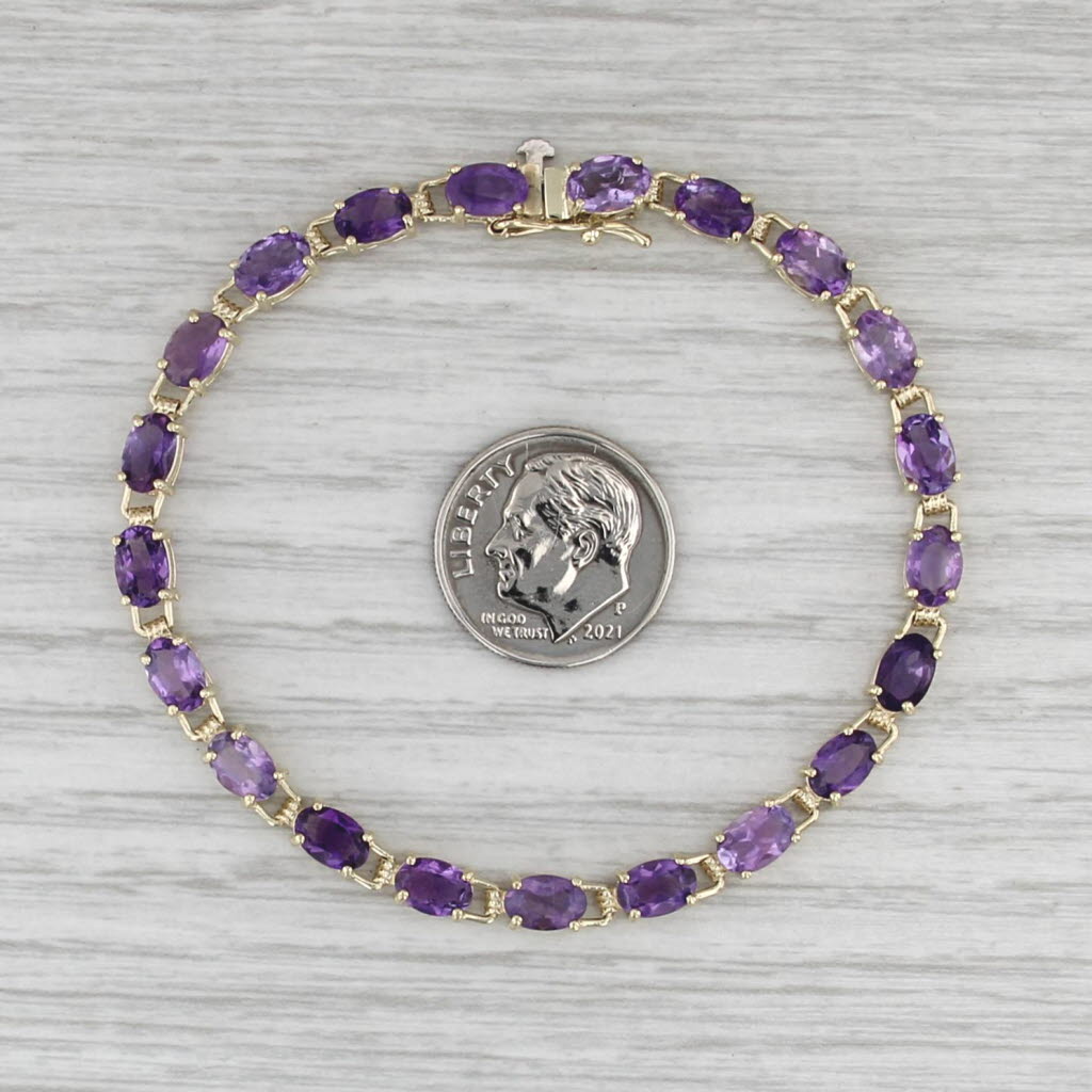 8.40ctw Amethyst Tennis Bracelet 10k Yellow Gold 6.75" 4.1mm