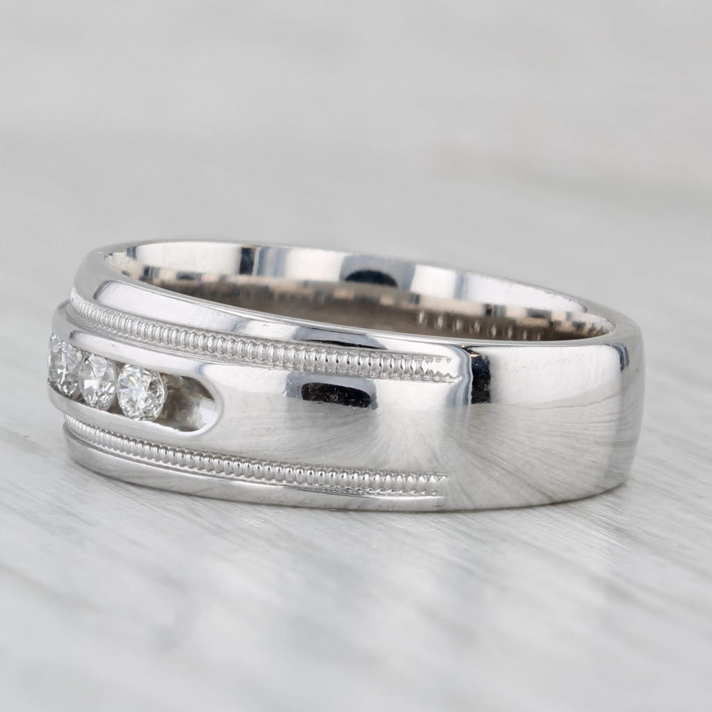 Light Gray 0.50ctw Diamond Men's Wedding Band 14k White Gold Size 10 Ring