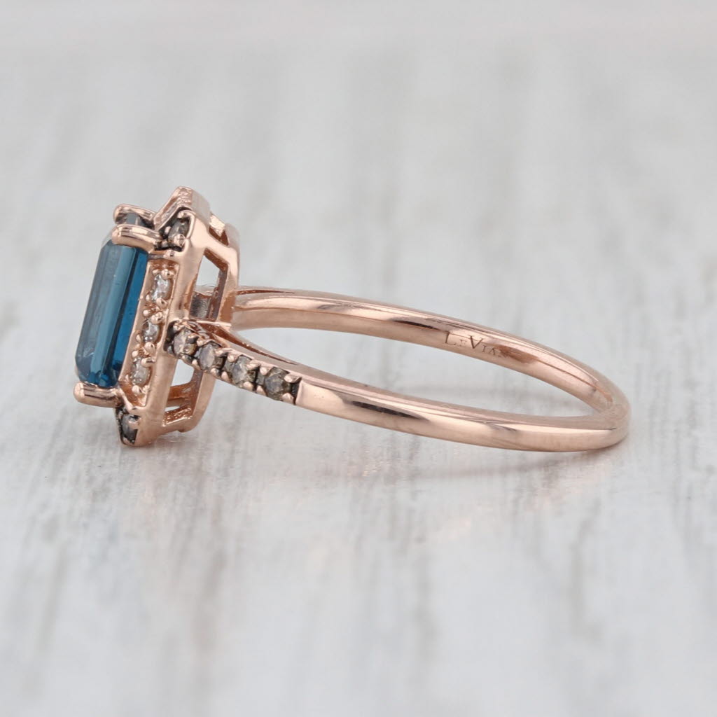 Le Vian 1.41ctw Blue Topaz Diamond Halo Ring 14k Rose Gold Size 5.75 Engagement