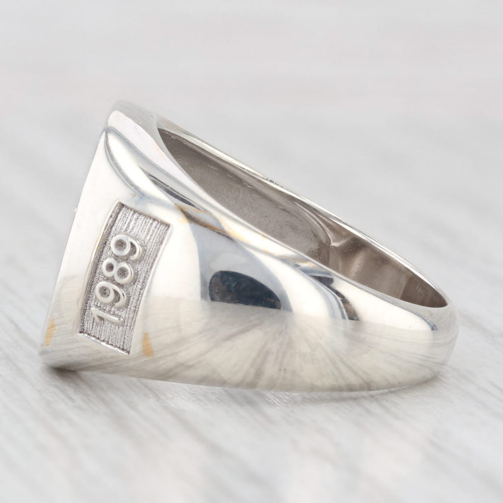 Light Gray Boston College Vintage Class Ring Sterling Silver Size 7.25 Coat of Arms Signet