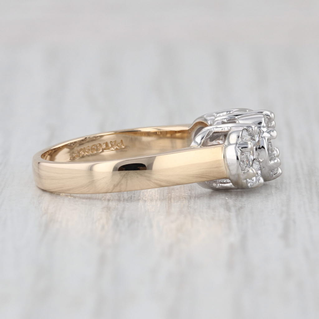 0.75ctw Diamond Flower Clusters Ring 14k Yellow White Gold Size 7.25 Engagement