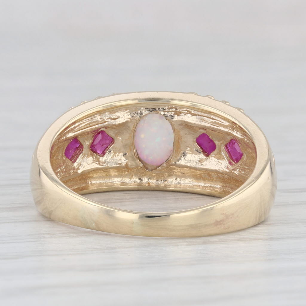 Light Gray Lab Created Opal Ruby Ring 10k Yellow Gold Size 8.5
