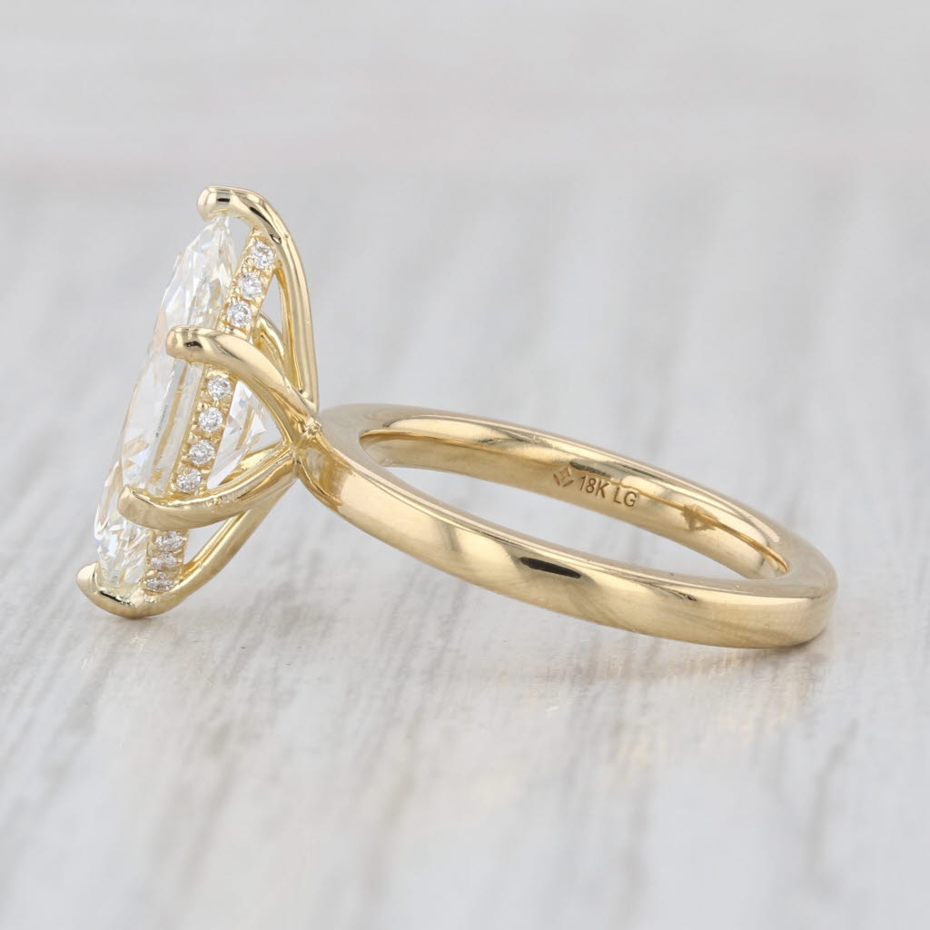 3.05ctw Marquise IGI VS1 G Lab Created Diamond Ring 18k Yellow Gold Size 4.75
