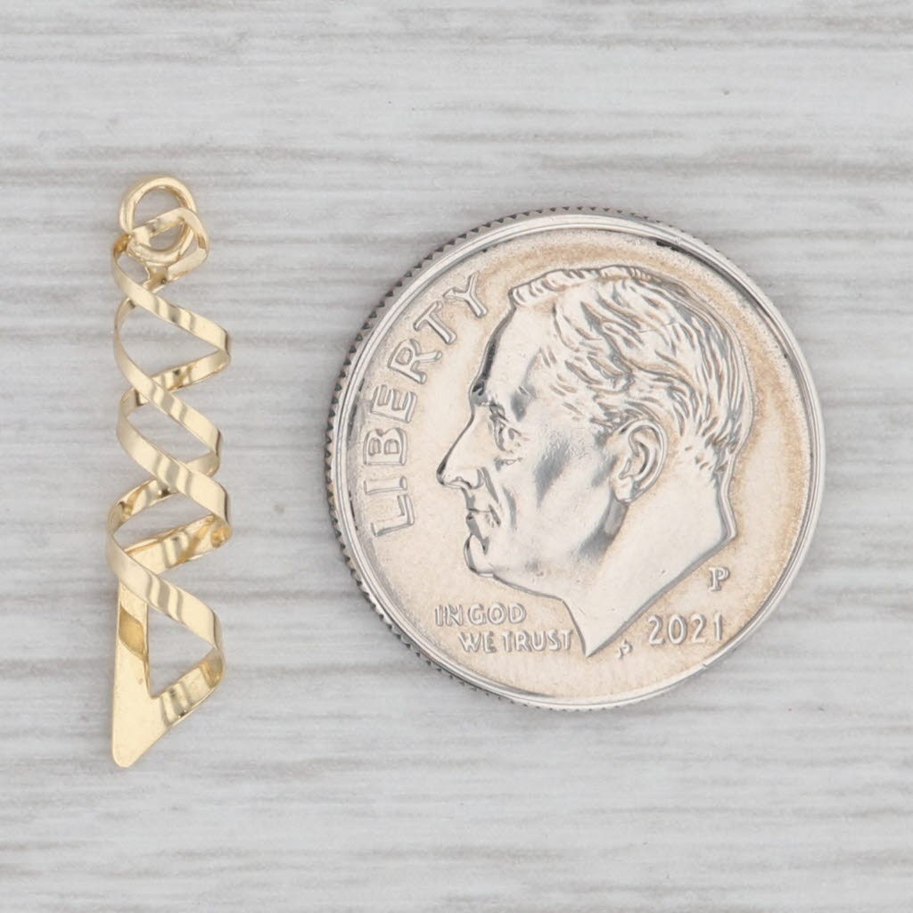 Light Gray Small Twist Coil Spiral Pendant Charm 14k Yellow Gold