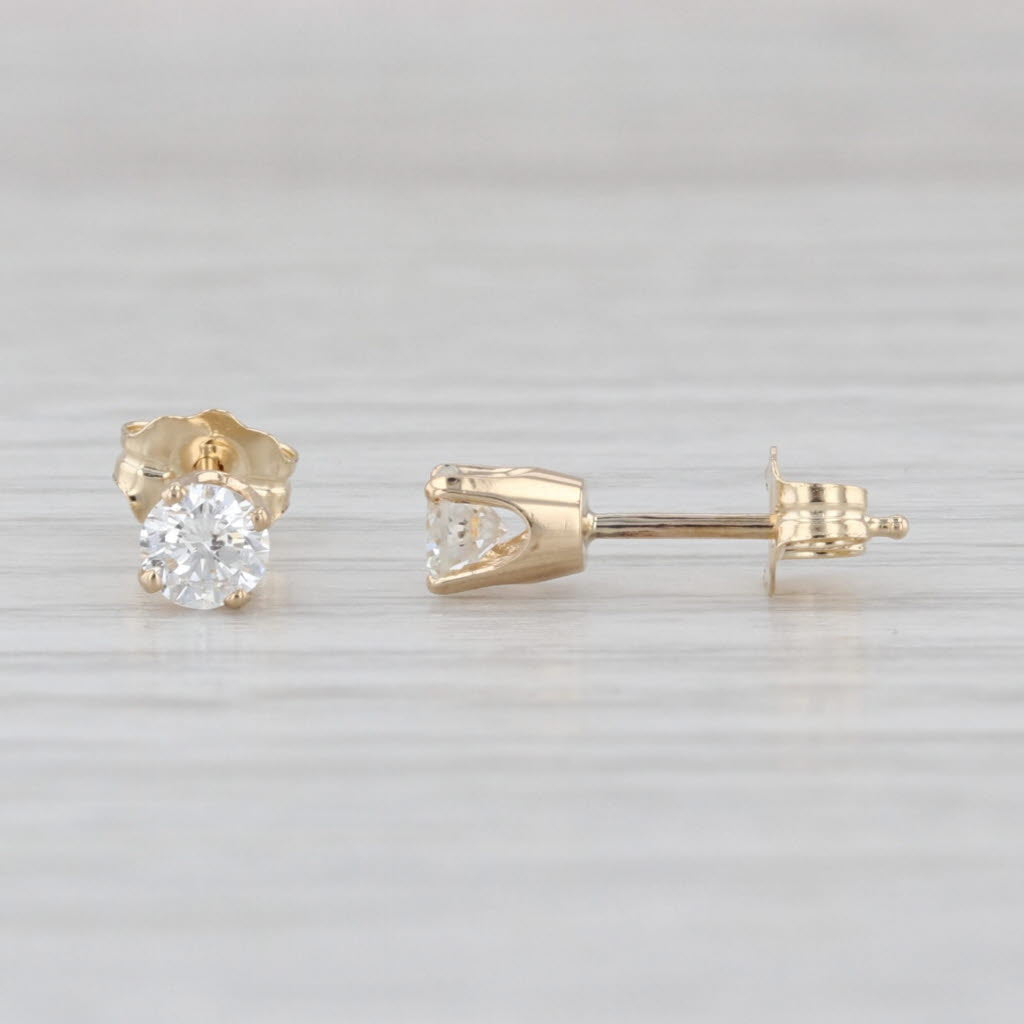 0.32ctw Diamond Stud Earrings 14k Yellow Gold Round Solitaire Studs