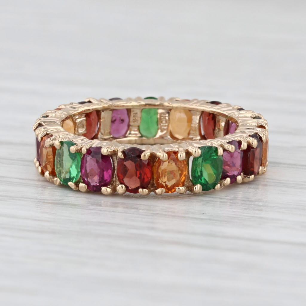 4.60ctw Multicolor Garnet Eternity Band 10k Yellow Gold Stackable Size 5 Ring