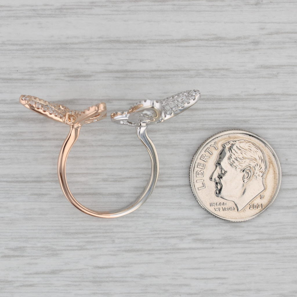 Gray 2.18ctw Diamond Butterfly Ring 18k White Rise Gold Size 6.5 Adjustable